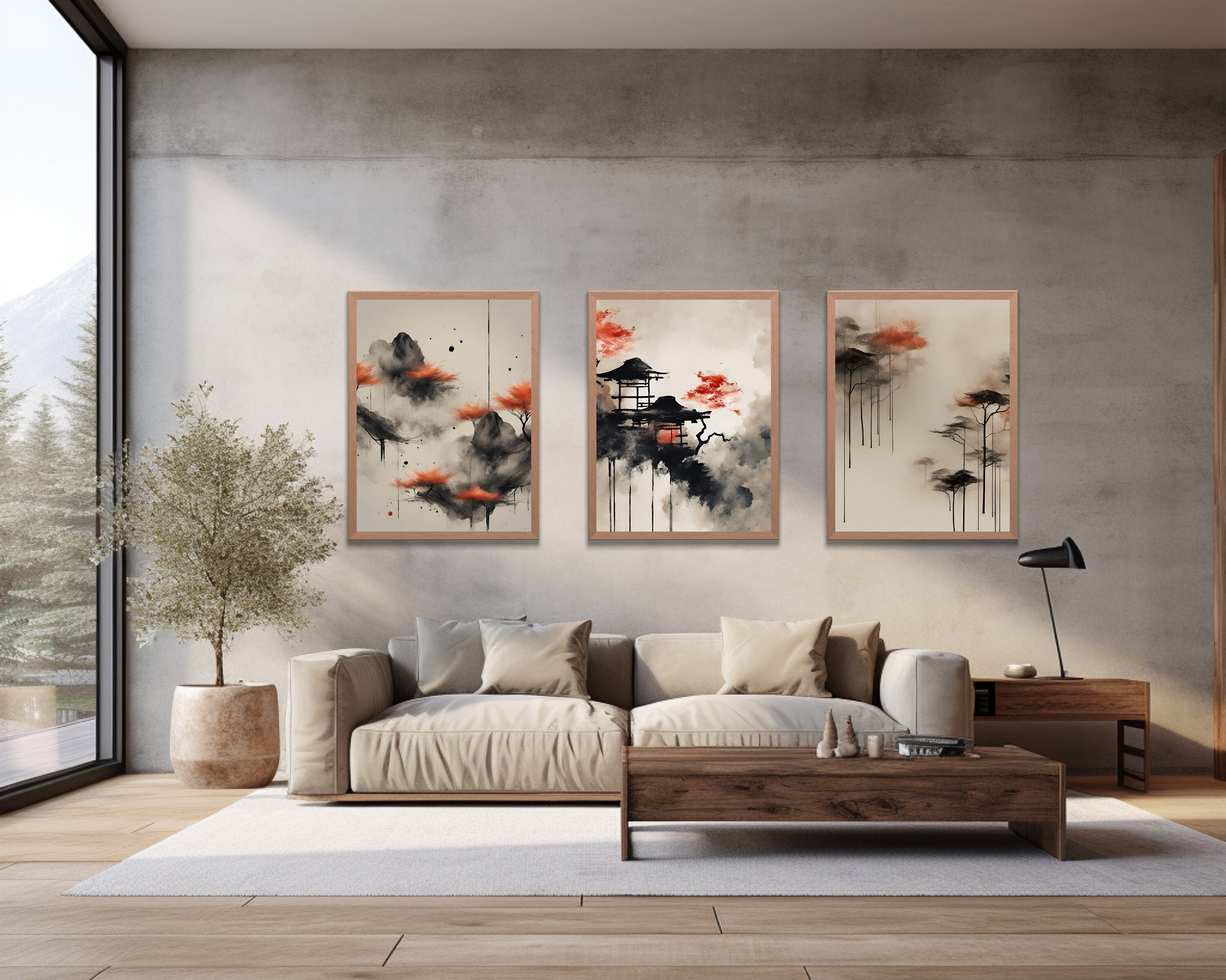 Japandi Wall Art Gallery SET of 3 Wabi Sabi Abstract Art Prints ...