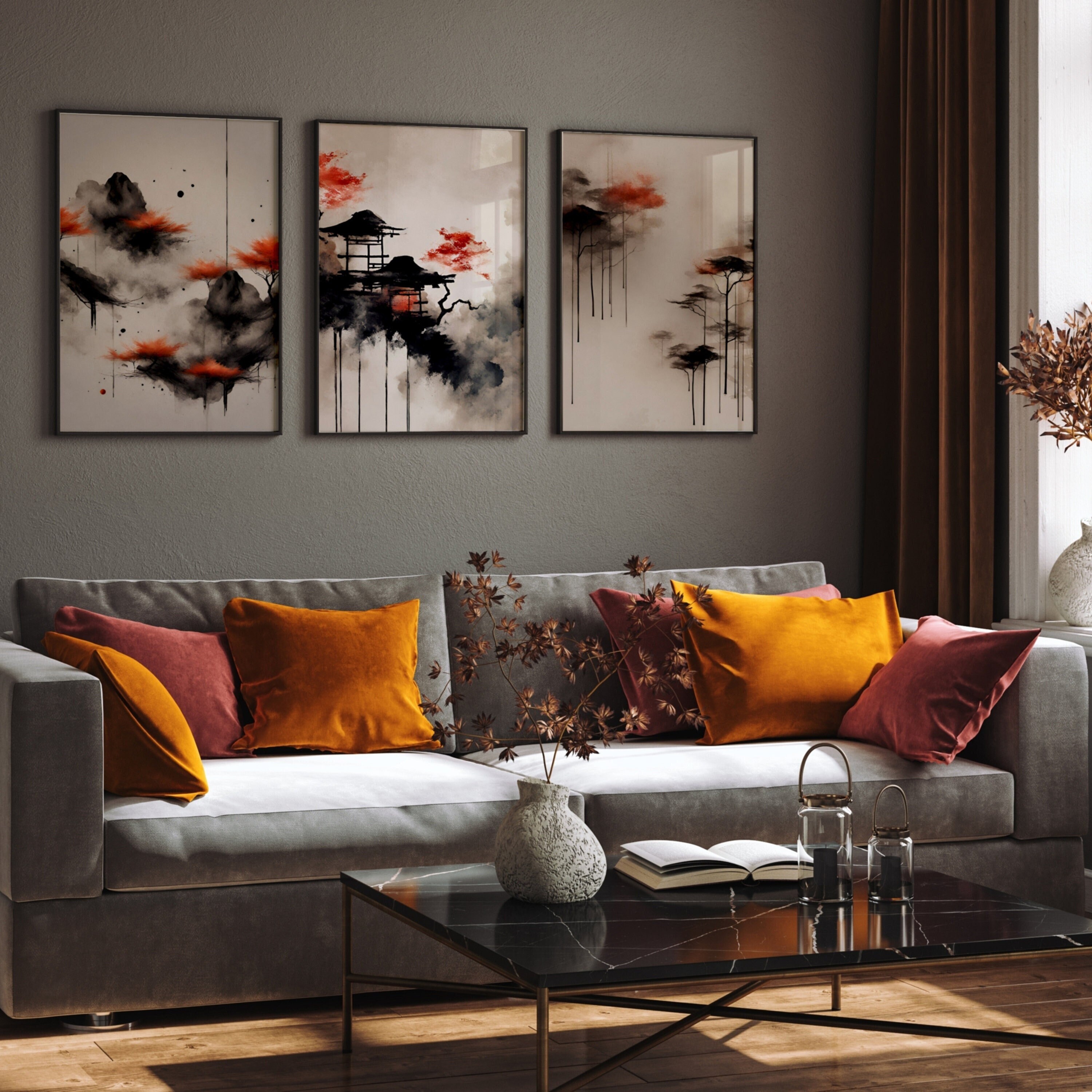 Japandi Wall Art Gallery SET of 3 Wabi Sabi Abstract Art Prints ...