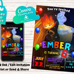 Elemental Birthday Invitation | Kids Birthday Invite | Canva Digital Printed | Instant Download Canva Template