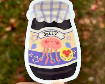 Jellyfish Grape Jelly Jar Sticker | Weatherproof Vinyl Decal