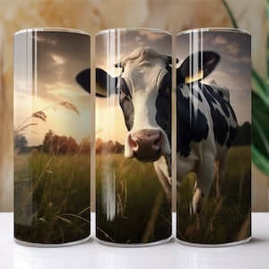 Dairy Cow 20 Oz. Skinny Tumbler Wrap Sublimation Design Digital Download PNG File