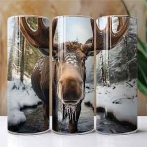Moose 20 Oz. Skinny Tumbler Wrap Sublimation Design Digital Download PNG File