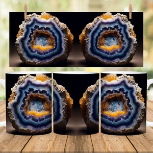Geode Agate 11 Oz. and 15 Oz. Mug Wrap Sublimation Design Digital Download PNG File