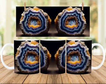 Geode Agate 11 Oz. and 15 Oz. Mug Wrap Sublimation Design Digital Download PNG File