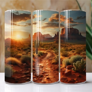 Desert Sunset 20 Oz. Skinny Tumbler Wrap Sublimeringsdesign Digital Nedladdning PNG-fil