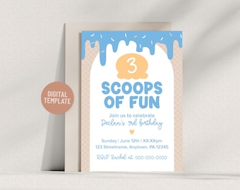 Invitación de cumpleaños de helado: Plantilla editable para niño (descarga digital)