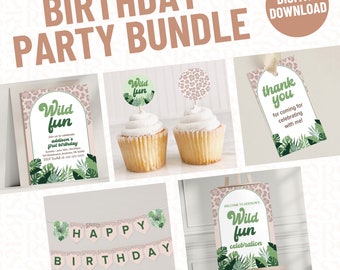Wild Fun Cute Birthday Invite and Party Pack Bundle for Any Age | Editable Digital Template Instant Download