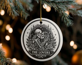 The Lovers Tarot Card Ornament | Ceramic Holiday Decoration