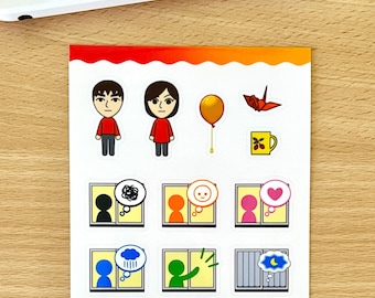 Feuille d'autocollants en vinyle brillant pour jeux vidéo tomo life mee friend