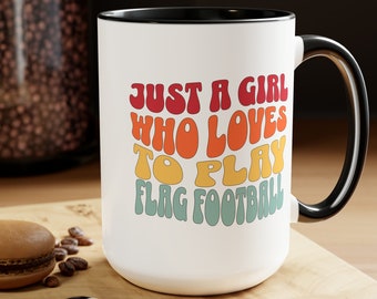 Flag Football Mug, Love Flag Football Coffee mug, Flag Football player gift, Girl Flag Football game cup, Flag Football coach gift