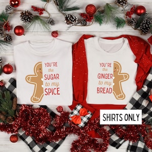 Couples Christmas Shirts, Couple Christmas Pajamas, Couple Sweaters, Gingerbread Matching Christmas TShirts, Funny Ugly Sweater Party Tees