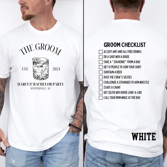The Official Bachelor Party Checklist T-Shirt Game The Official Bachelor Party Checklist T-Shirt Game