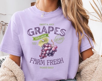 Grapes Vintage Comfort Colors Shirt, Grapes Farm Fresh t-Shirt, Gift for Grape Lovers, Grape vacation tee, Fresh to Market