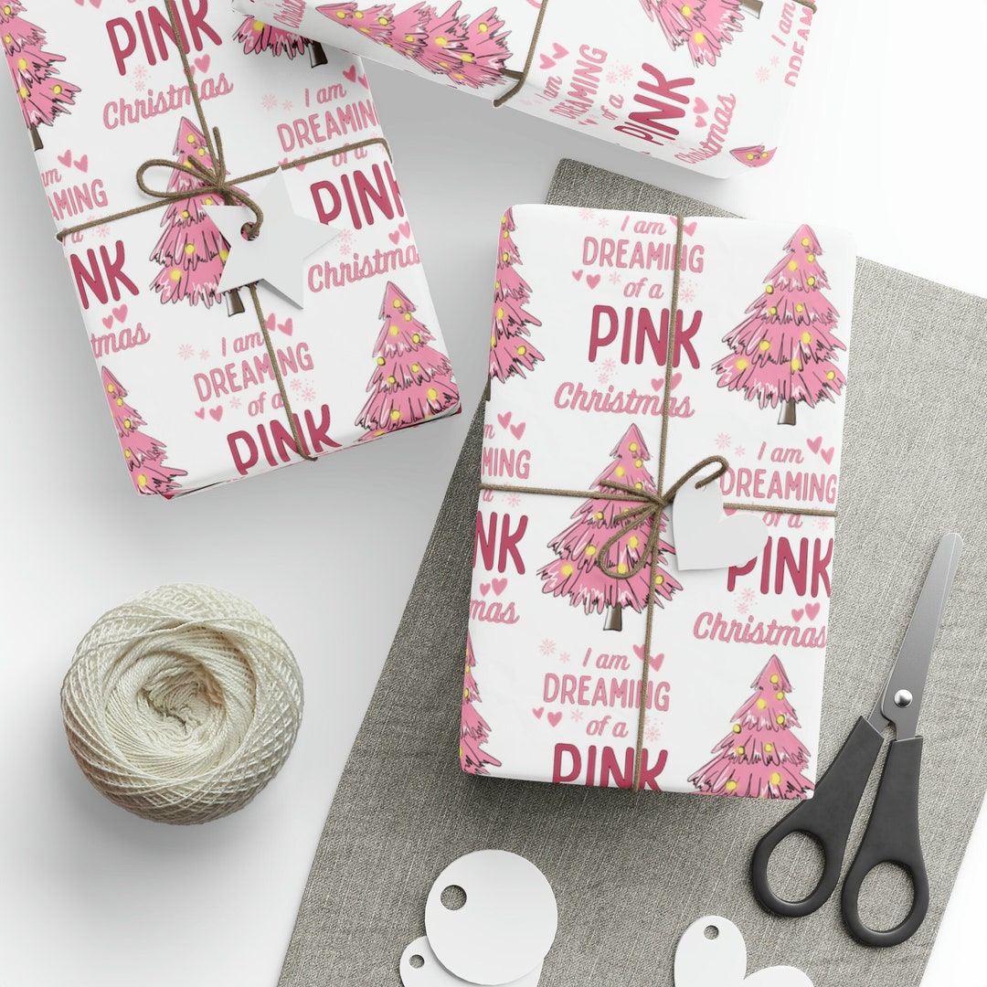 Sweet Pink Christmas Tree Gift Wrap Christmas Wrapping Paper Etsy