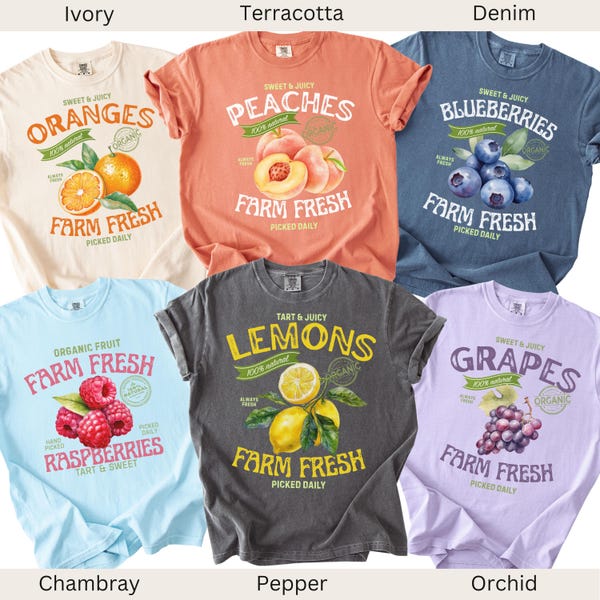 Vintage Fruit Comfort Colors Shirt, Funny Halloween Farm Fresh t-Shirt, Group Fruit vacation tee, Fresh to Market t-shirt, Coworker Group