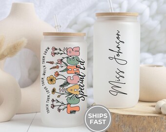 Personalisierte spezielle Bildung Lehrer Becher, benutzerdefinierte Lehrer Wertschätzung Geschenk, spezielle Ed Lehrer Geschenk, Eiskaffeetasse mit Deckel Lehrer