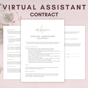 Vertrag für virtuellen Assistent, Virtueller Assistent, Vorlagen für virtuelle Assistent, Kundenvereinbarung, Servicevertrag, Vereinbarung für persönliche Assistentin
