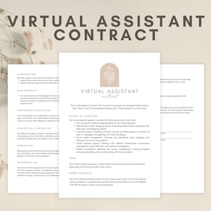 Vertrag für virtuellen Assistent, Virtueller Assistent, Vorlagen für virtuelle Assistent, Kundenvereinbarung, Servicevertrag, Vereinbarung für persönliche Assistentin