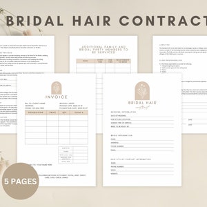 Bridal Hair Contract, Wedding Hair Contract, Bridal Hair Contract Bundle, Editable Wedding Contract Templates, Bridal Party Hairstylist Form