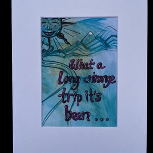 Aquarelle avec paroles de Grateful Dead – peinture originale 5 x 7 po. – art mural Jam Band peint à la main – cadeau pour mélomane – décoration hippie