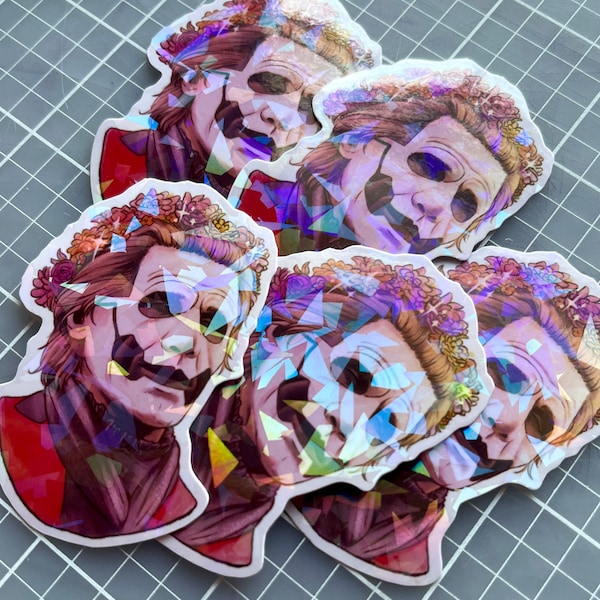 Flower Crown Papa - Holographic Vinyl Stickers