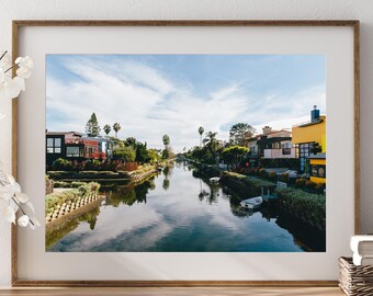 Impresión fotográfica de los canales de Venice Beach, vista panorámica del sur de California