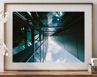 Impresión de arquitectura del centro de Los Ángeles, fotografía abstracta de edificios