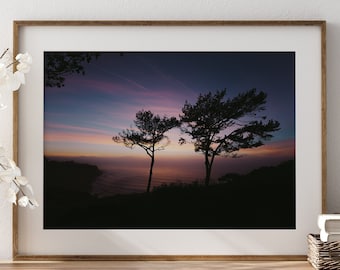 Fotografía del atardecer en Palos Verdes, arte mural costero