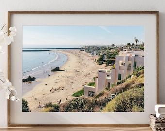 Impresión de la playa de Corona Del Mar, fotografía costera de California, vibrante arte mural
