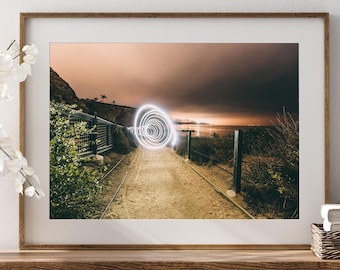 Impresión de playa de larga exposición, Palos Verdes Estates, California. Arte mural.