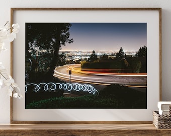 Impresión de paisaje urbano de larga exposición, Palos Verdes, sur de California