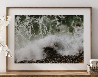 Lámina decorativa de pared con temática costera: Bluff Cove, Palos Verdes, olas rompiendo