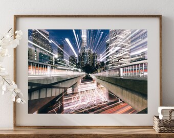 Arte mural del centro de Los Ángeles, impresión de paisaje urbano, sur de California, decoración de pared