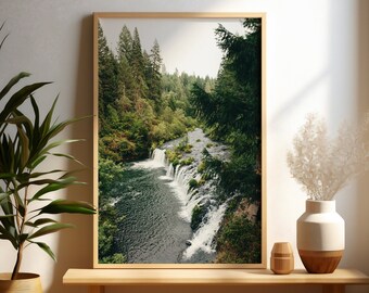 Arte mural de cascada de Oregón, impresión de naturaleza, fotografía de naturaleza, decoración de pared