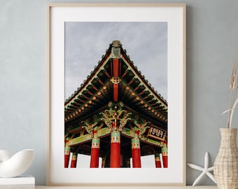 Impresión fotográfica de la Campana de la Amistad coreana, Arte mural de la arquitectura de San Pedro