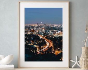 Downtown Los Angeles Photography Print, Long Exposure Cityscape Wall Art