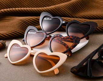 Benutzerdefinierte Brautparty Herzform Sonnenbrillen, personalisierte herzförmige Brille, personalisierte Brautjungfer Geschenke, Party Souvenirs