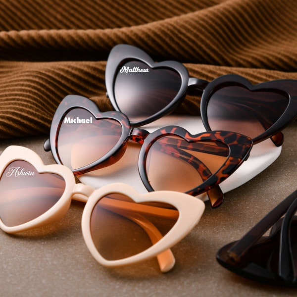 Custom Bridal Party Heart Shaped Sunglasses,Personalized heart-shaped glasses,Personalised Bridesmaid Gifts,Party Souvenirs