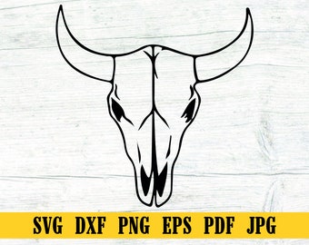 Bison Skull SVG, Cow Skull Svg, Cattle Skull Svg, Bison Skull Clipart, Files for Cricut, Cut Files For Silhouette, Png, Dxf
