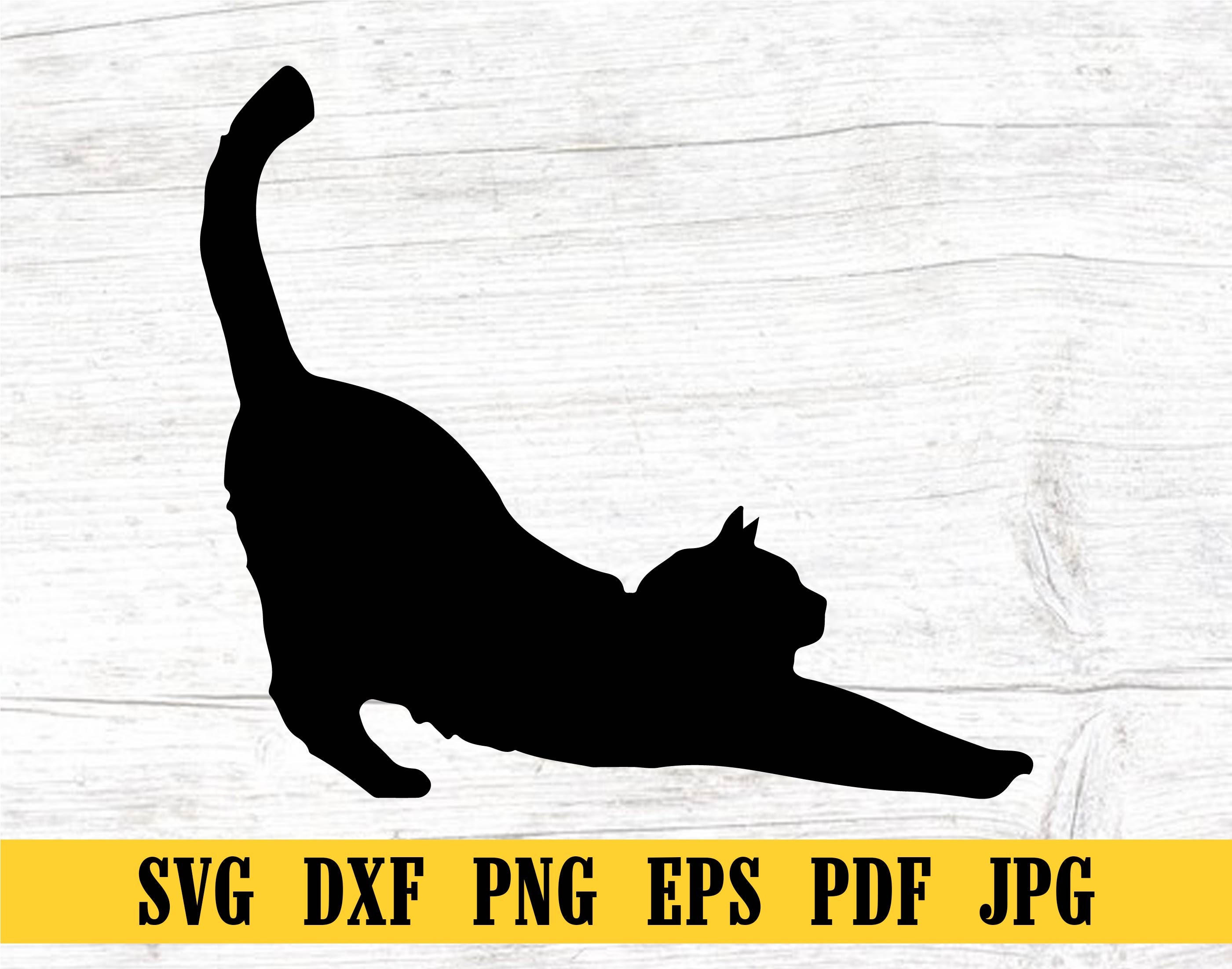 Cat Stretching, Cute Cat SVG, Cat SVG, Black Cat Clipart, Kitty SVG, Kitten  Svg, Cat Silhouette, Lazy Cat,pet Lover - Etsy, image size:2801x2201