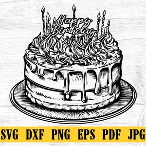 Bday Cake svg, Birthday cake svg, birthday svg, party SVG (svg, dxf, eps, png) Cut File for Cricut, Silhouette, Commercial Use