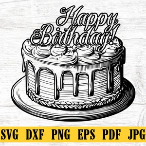 Bday Cake svg, Birthday cake svg, birthday svg, party SVG (svg, dxf, eps, png) Cut File for Cricut, Silhouette, Commercial Use