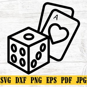 Poker Cards and Dice, Playing Cards Svg ,Poker Cards svg ,Aces svg,Casino dxf, Gambling Svg, Lucky Svg, Gambler Svg, Dxf, Png, Cut File