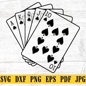 Royal Flush SVG, Poker Cards SVG, Poker SVG, Royal Flush Dxf, Royal Flush Png, Royal Flush Clipart, Royal Flush Silhouette