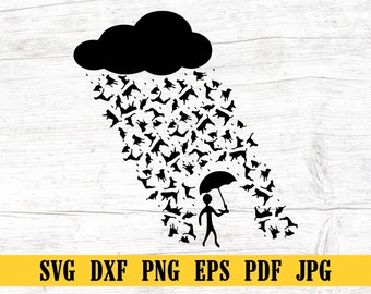 Raining Cats and Dogs SVG, Raining Cats and Dogs DXF, Raining Cats and Dogs PNG