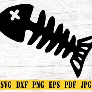 Skeleton Fish Svg, Fish Bone Svg, Fisherman Svg, Vector Cut file for Cricut, Silhouette, Pdf Png Eps Dxf, Decal, Sticker, Vinyl, Pin.