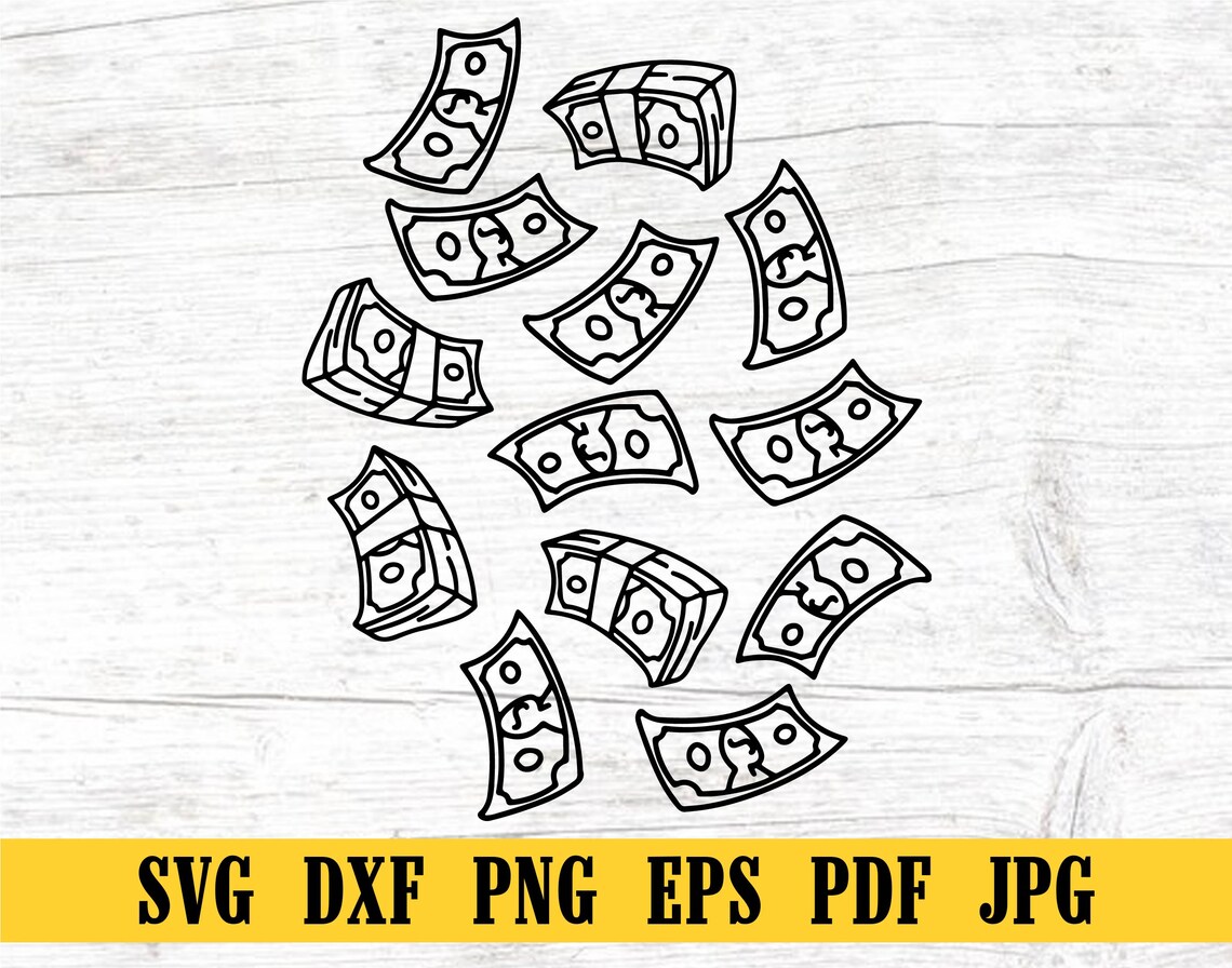 Money Raining Sticker Raining Money SVG, Falling Money SVG, Banknotes SVG, Money Clipart ...