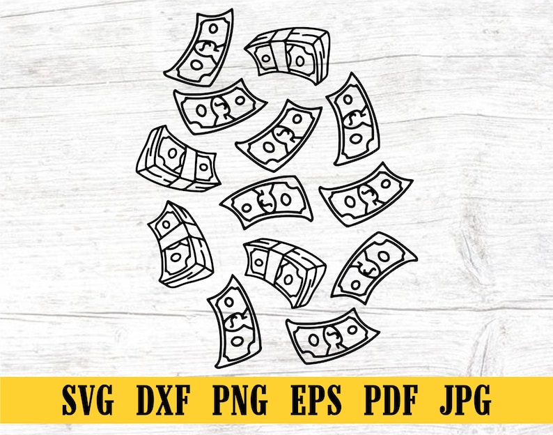 Raining Money SVG, Falling Money SVG, Banknotes SVG, Money Clipart, Money Files For Cricut, Money Cut Files For Silhouette image 1