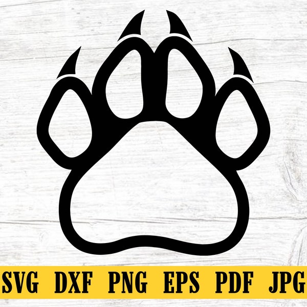 Bear Paw SVG, Paw With Claw SVG, Bear Foot Print svg, dxf, png, jpg, pdf, eps, Cricut, Silhouette, Vector, ClipArt, Instant Digital Download