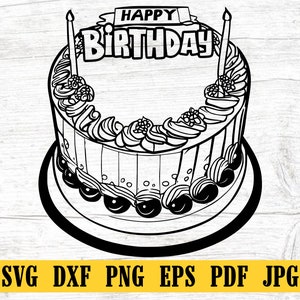 Bday Cake svg, Birthday cake svg, birthday svg, party SVG (svg, dxf, eps, png) Cut File for Cricut, Silhouette, Commercial Use